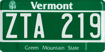 VT license plate ZTA219