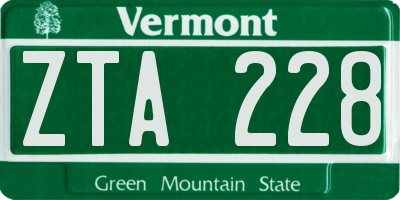 VT license plate ZTA228