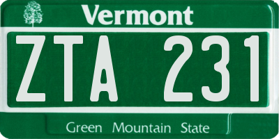 VT license plate ZTA231
