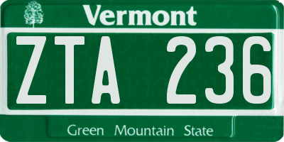 VT license plate ZTA236