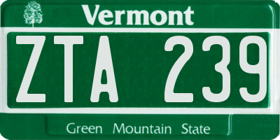 VT license plate ZTA239