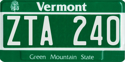 VT license plate ZTA240