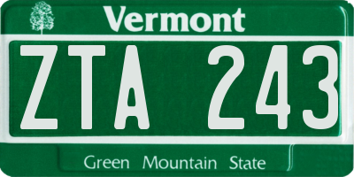 VT license plate ZTA243