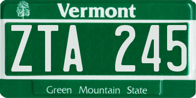 VT license plate ZTA245