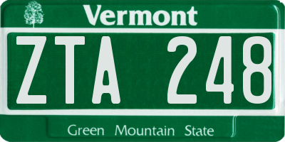 VT license plate ZTA248