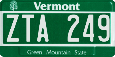 VT license plate ZTA249