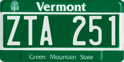 VT license plate ZTA251