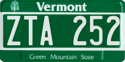 VT license plate ZTA252