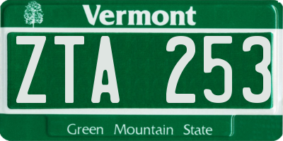 VT license plate ZTA253
