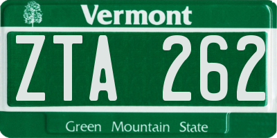 VT license plate ZTA262