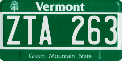 VT license plate ZTA263
