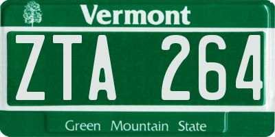 VT license plate ZTA264