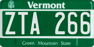 VT license plate ZTA266
