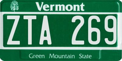 VT license plate ZTA269