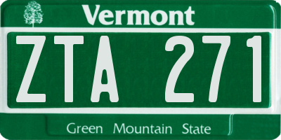 VT license plate ZTA271