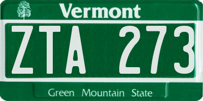 VT license plate ZTA273