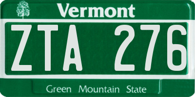 VT license plate ZTA276