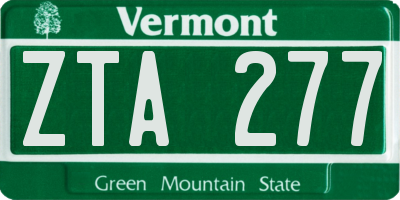 VT license plate ZTA277