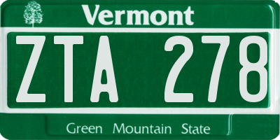 VT license plate ZTA278