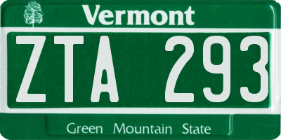 VT license plate ZTA293