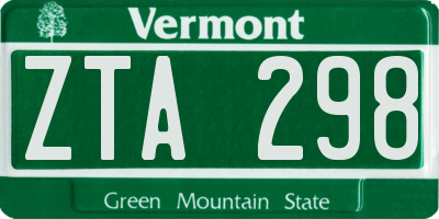 VT license plate ZTA298
