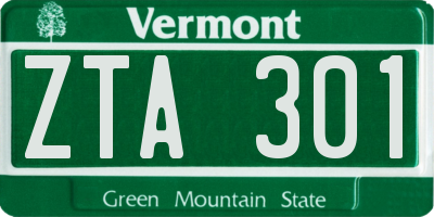 VT license plate ZTA301