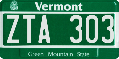 VT license plate ZTA303