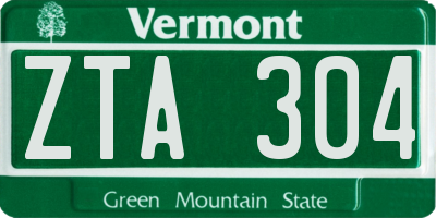 VT license plate ZTA304