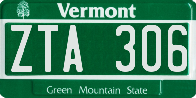 VT license plate ZTA306