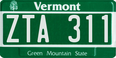 VT license plate ZTA311