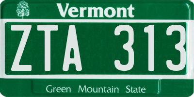 VT license plate ZTA313