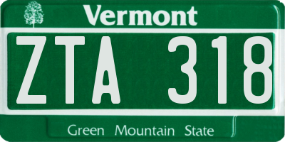 VT license plate ZTA318