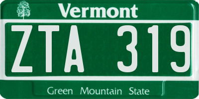 VT license plate ZTA319