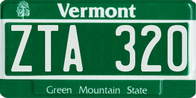 VT license plate ZTA320