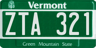 VT license plate ZTA321