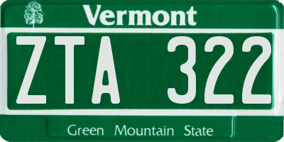 VT license plate ZTA322