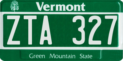 VT license plate ZTA327
