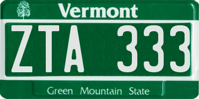 VT license plate ZTA333