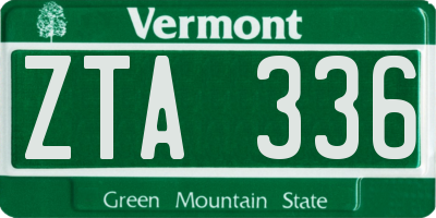 VT license plate ZTA336