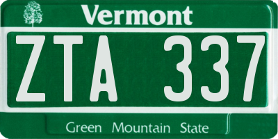 VT license plate ZTA337
