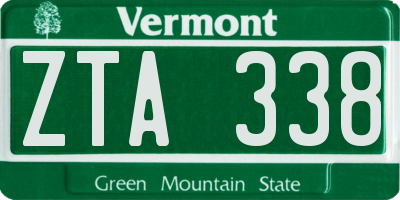 VT license plate ZTA338