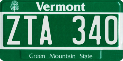 VT license plate ZTA340