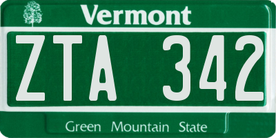 VT license plate ZTA342