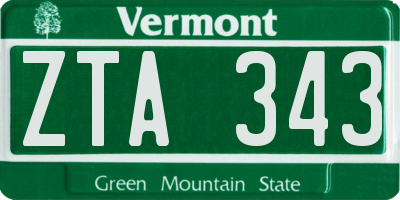 VT license plate ZTA343
