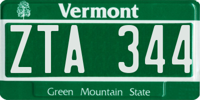 VT license plate ZTA344