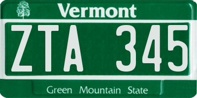 VT license plate ZTA345