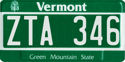 VT license plate ZTA346