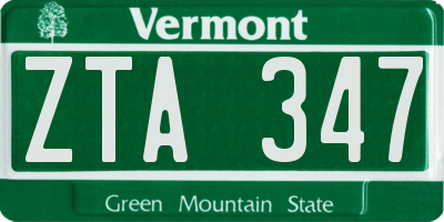 VT license plate ZTA347
