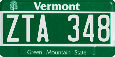 VT license plate ZTA348