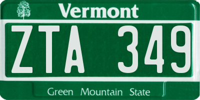 VT license plate ZTA349
